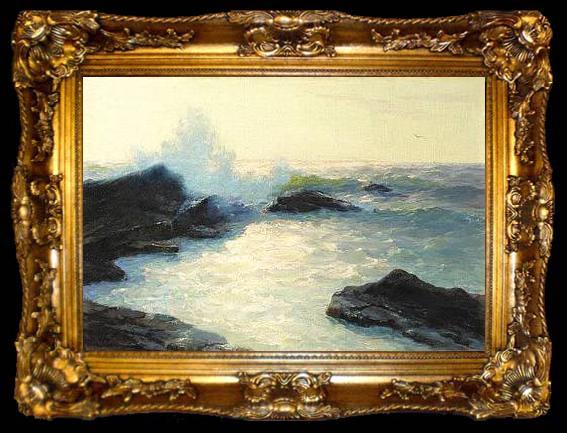 framed  Lionel Walden Crashing Sea, oil painting by Lionel Walden,, ta009-2